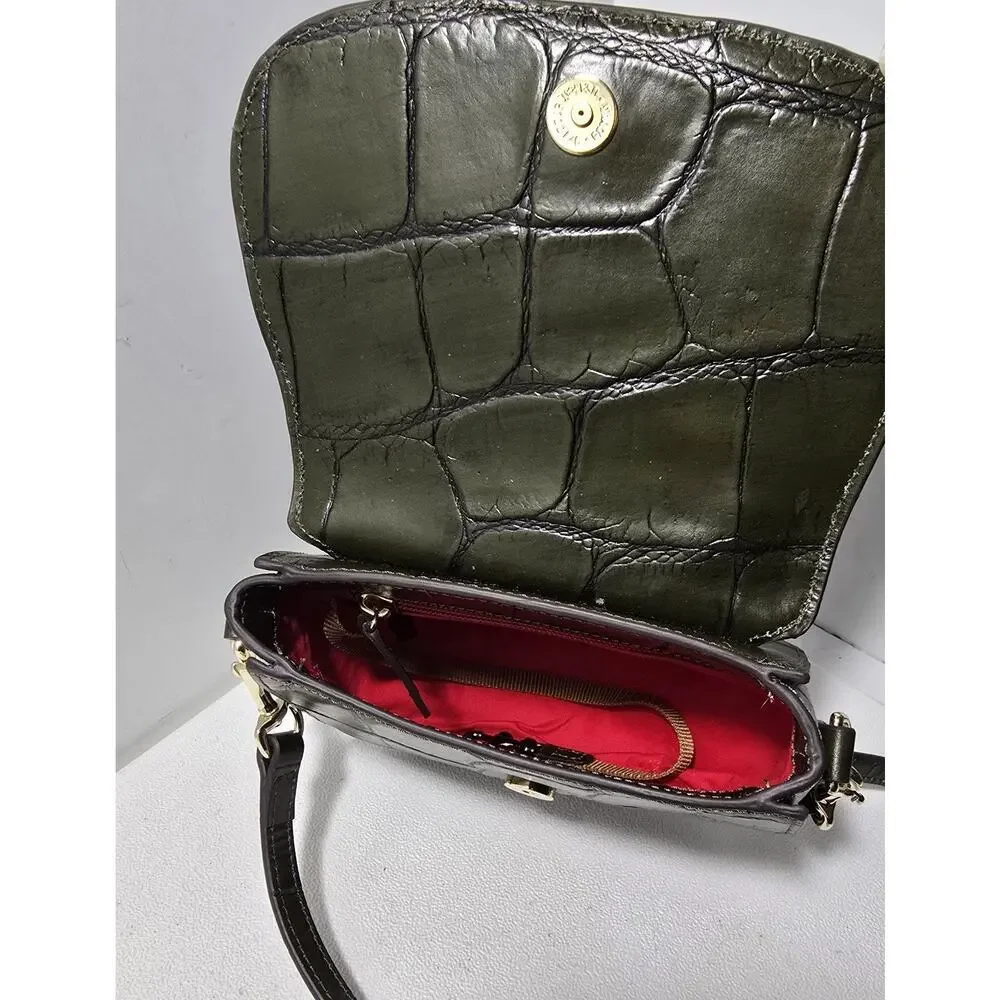 DOONEY & BOURKE Denison SADDLE FLAP Leather Crossbody Olive Green $358